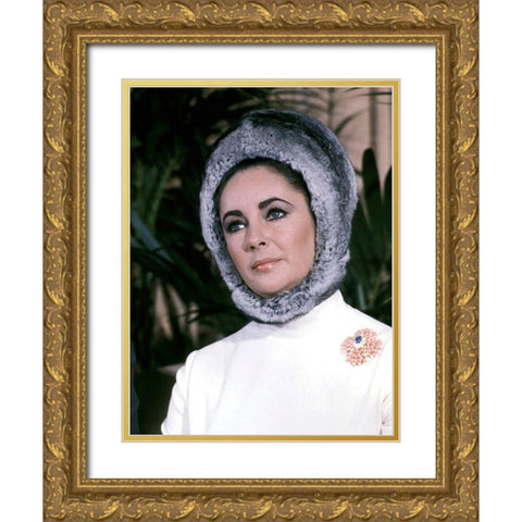 Elizabeth Taylor Gold Ornate Wood Framed Art Print with Double Matting by Hollywood Photo Archive