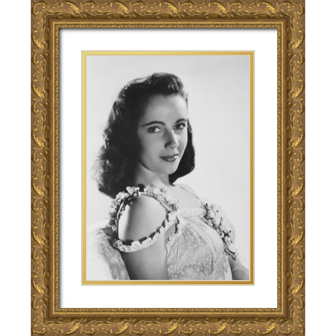 Elizabeth Taylor Gold Ornate Wood Framed Art Print with Double Matting by Hollywood Photo Archive