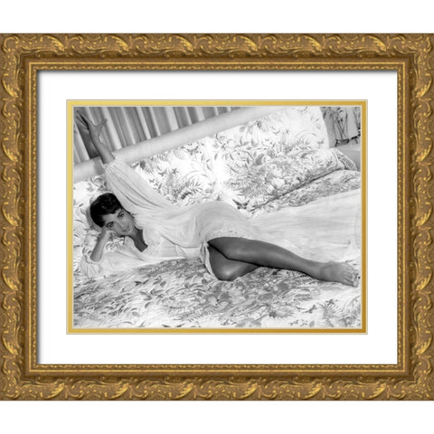 Elizabeth Taylor Gold Ornate Wood Framed Art Print with Double Matting by Hollywood Photo Archive