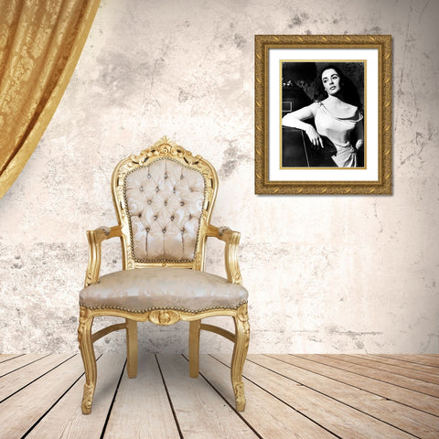 Elizabeth Taylor Gold Ornate Wood Framed Art Print with Double Matting by Hollywood Photo Archive