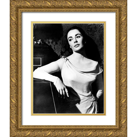 Elizabeth Taylor Gold Ornate Wood Framed Art Print with Double Matting by Hollywood Photo Archive