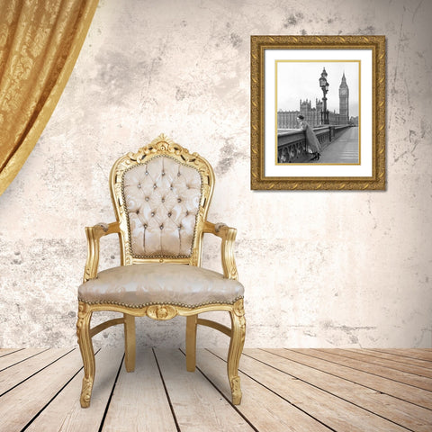 Elizabeth Taylor in London Gold Ornate Wood Framed Art Print with Double Matting by Hollywood Photo Archive