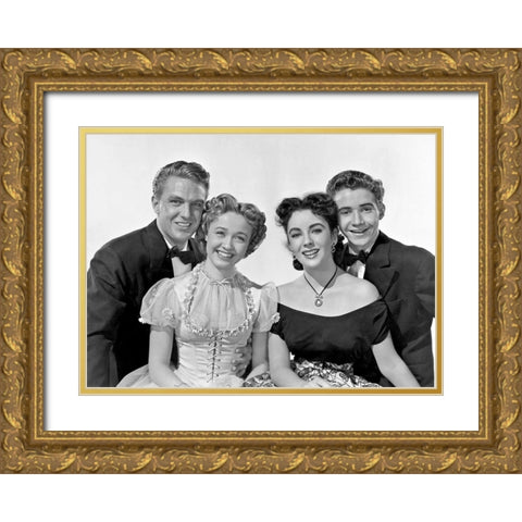 A Date with Judy - Elizabeth Taylor and Jane Powell Gold Ornate Wood Framed Art Print with Double Matting by Hollywood Photo Archive