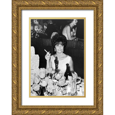 Elizabeth Taylor Gold Ornate Wood Framed Art Print with Double Matting by Hollywood Photo Archive