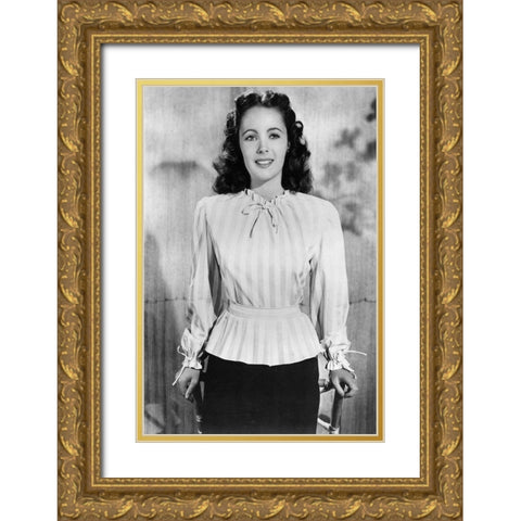 Elizabeth Taylor Gold Ornate Wood Framed Art Print with Double Matting by Hollywood Photo Archive