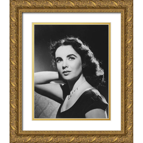 Elizabeth Taylor Gold Ornate Wood Framed Art Print with Double Matting by Hollywood Photo Archive