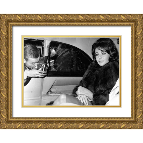 Elizabeth Taylor Gold Ornate Wood Framed Art Print with Double Matting by Hollywood Photo Archive