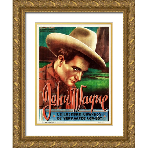 Dutch - John Wayne the Celebrated Cowboy Gold Ornate Wood Framed Art Print with Double Matting by Hollywood Photo Archive