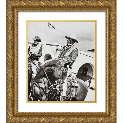 John Wayne Gold Ornate Wood Framed Art Print with Double Matting by Hollywood Photo Archive