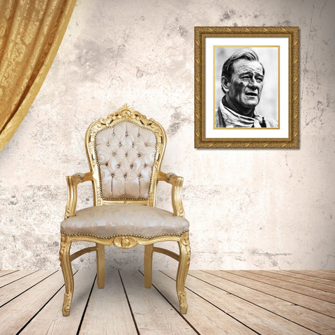 John Wayne Gold Ornate Wood Framed Art Print with Double Matting by Hollywood Photo Archive