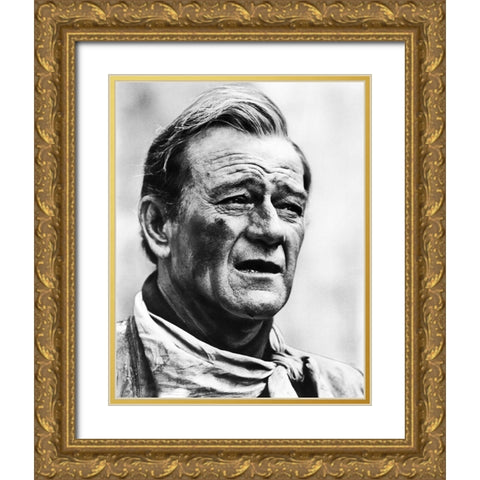 John Wayne Gold Ornate Wood Framed Art Print with Double Matting by Hollywood Photo Archive