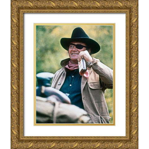 True Grit - John Wayne Gold Ornate Wood Framed Art Print with Double Matting by Hollywood Photo Archive