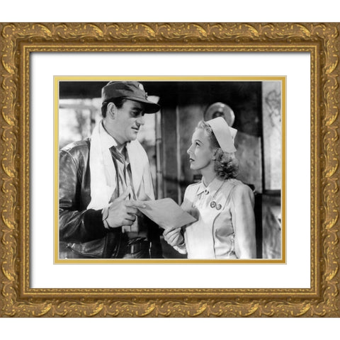 Flying Tigers - John Wayne Gold Ornate Wood Framed Art Print with Double Matting by Hollywood Photo Archive