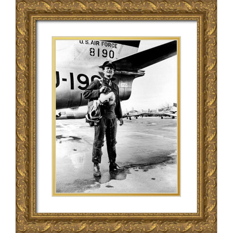 Jet Pilot - John Wayne Gold Ornate Wood Framed Art Print with Double Matting by Hollywood Photo Archive