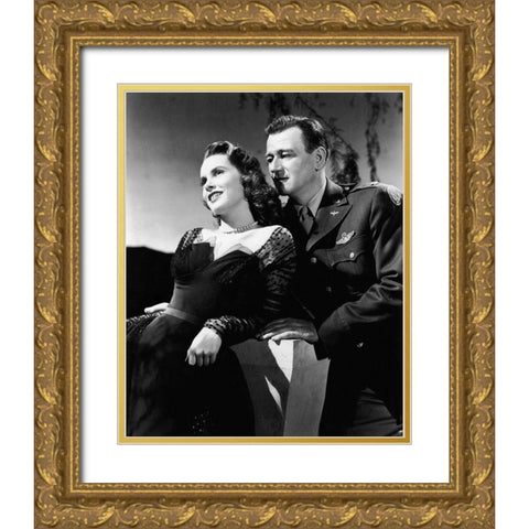 Jet Pilot - John Wayne Gold Ornate Wood Framed Art Print with Double Matting by Hollywood Photo Archive