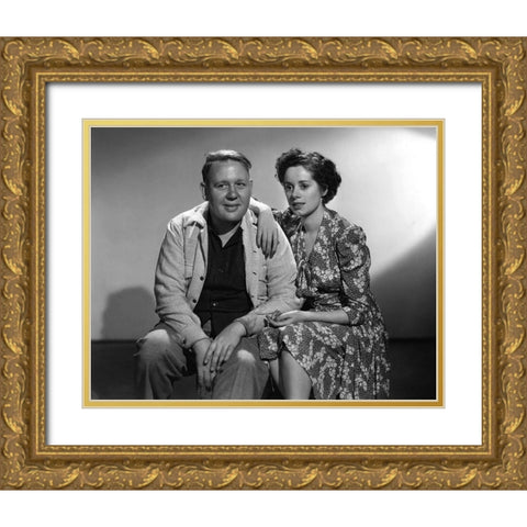 Charles Laughton with Elsa Lanchester Gold Ornate Wood Framed Art Print with Double Matting by Hollywood Photo Archive