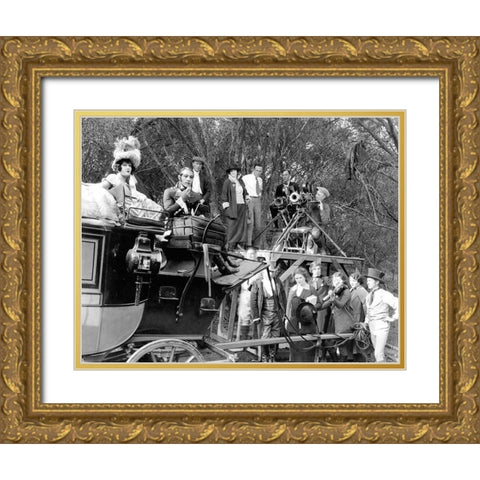 Rudolph Valentino behind the scenes in Beyond the Rocks Gold Ornate Wood Framed Art Print with Double Matting by Hollywood Photo Archive