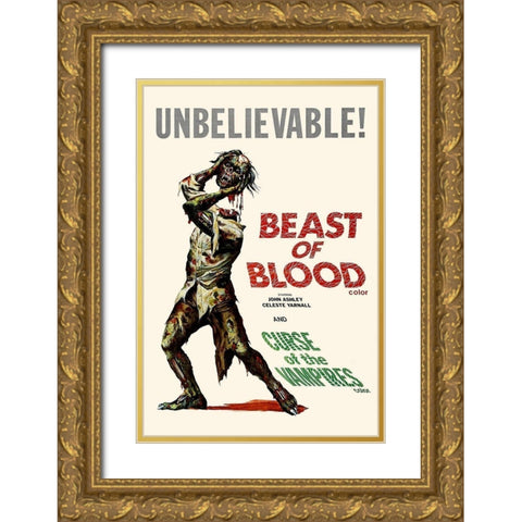 Double Feature - Beast of Blood and Curse of the Vampires Gold Ornate Wood Framed Art Print with Double Matting by Hollywood Photo Archive