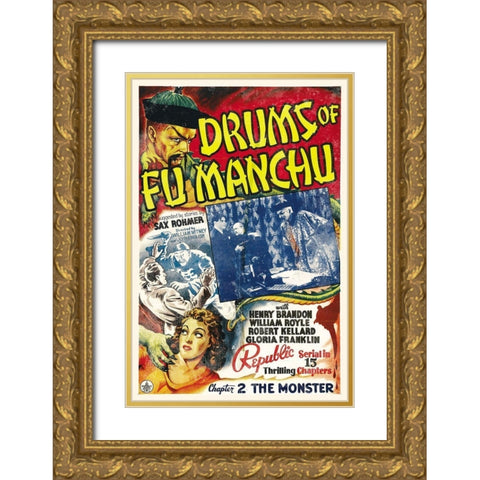 The Drums of Fu Manchu - Chapter 2 - The Monster Gold Ornate Wood Framed Art Print with Double Matting by Hollywood Photo Archive