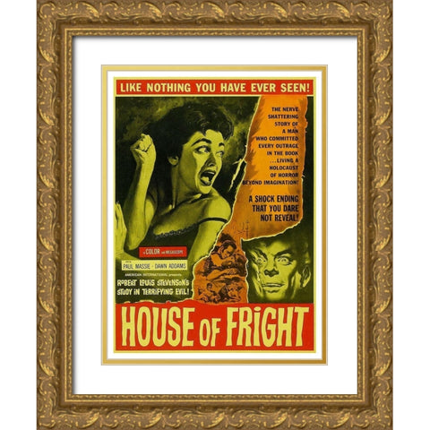 House of Fright Gold Ornate Wood Framed Art Print with Double Matting by Hollywood Photo Archive