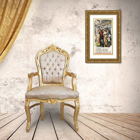 Kiss of the Vampire - Distressed Gold Ornate Wood Framed Art Print with Double Matting by Hollywood Photo Archive
