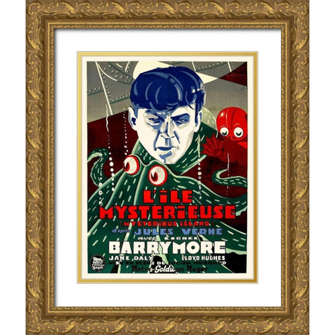 French - The Mysterious Island Gold Ornate Wood Framed Art Print with Double Matting by Hollywood Photo Archive