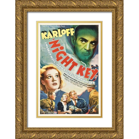 Night Key Gold Ornate Wood Framed Art Print with Double Matting by Hollywood Photo Archive