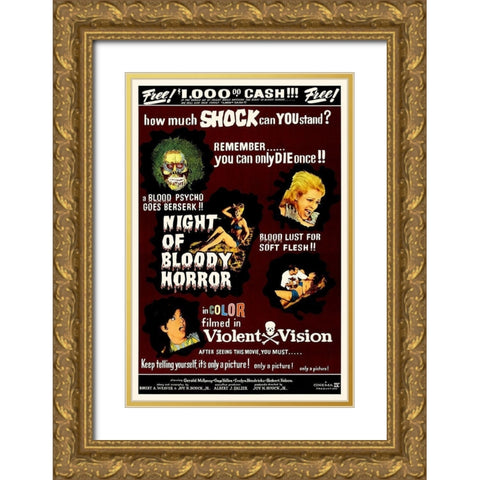 Night of Bloody Horror Gold Ornate Wood Framed Art Print with Double Matting by Hollywood Photo Archive