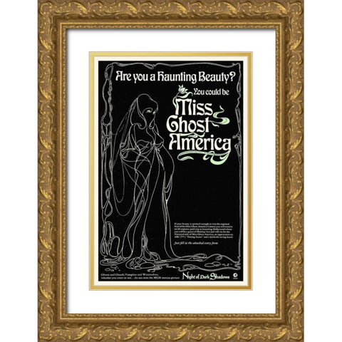 Night of Dark Shadows - Miss Ghost America Contest Gold Ornate Wood Framed Art Print with Double Matting by Hollywood Photo Archive
