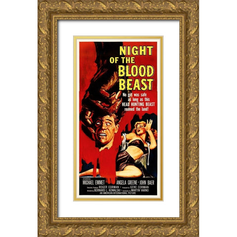 Night of The Blood Beast Gold Ornate Wood Framed Art Print with Double Matting by Hollywood Photo Archive