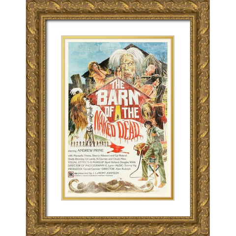 The Barn of the Naked Dead - Distressed Gold Ornate Wood Framed Art Print with Double Matting by Hollywood Photo Archive