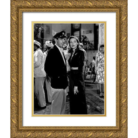 Bogart and Bacall Gold Ornate Wood Framed Art Print with Double Matting by Hollywood Photo Archive