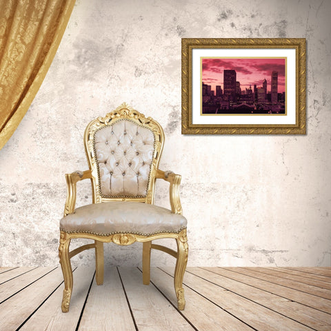 Skyline at dusk Chicago Illinois Gold Ornate Wood Framed Art Print with Double Matting by Highsmith, Carol