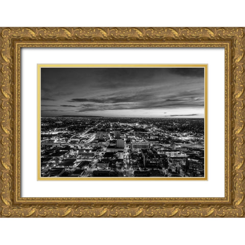 Nighttime skyline view of Los Angeles California Gold Ornate Wood Framed Art Print with Double Matting by Highsmith, Carol