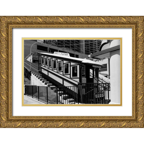 Angels Flight in the Bunker Hill district of Downtown Los Angeles California Gold Ornate Wood Framed Art Print with Double Matting by Highsmith, Carol