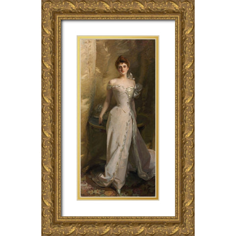 Portrait of Lisa Colt Curtis Gold Ornate Wood Framed Art Print with Double Matting by Sargent, John Singer