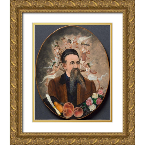 Self Portrait with Five Muses Gold Ornate Wood Framed Art Print with Double Matting by Church, Henry