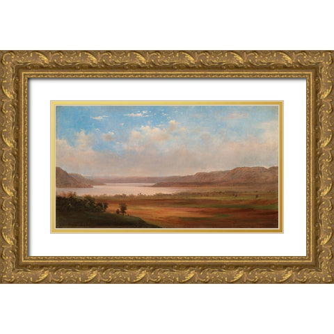 View of Lake Pepin Minnesota Gold Ornate Wood Framed Art Print with Double Matting by Duncanson, Robert S.