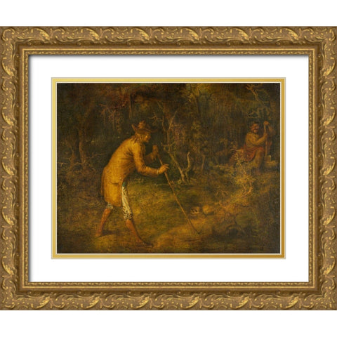 The Devil and Tom Walker Gold Ornate Wood Framed Art Print with Double Matting by Quidor, John