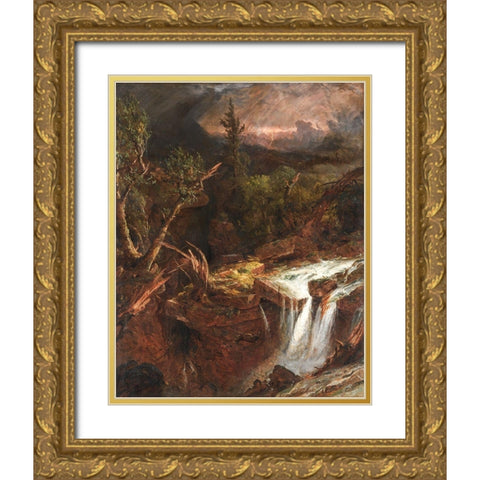 The Clove  A Storm Scene in the Catskill Mountains Gold Ornate Wood Framed Art Print with Double Matting by Cropsey, Jasper F.