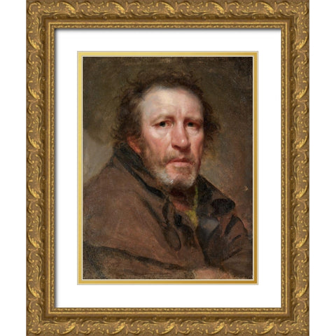 Old Pat The Independent Beggar Gold Ornate Wood Framed Art Print with Double Matting by Waldo, Samuel Lovett
