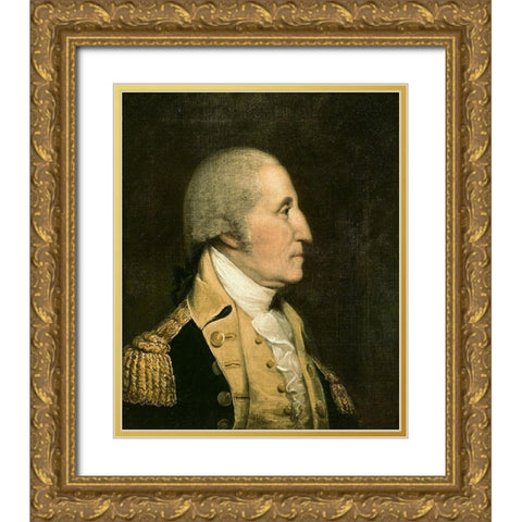 George Washington Gold Ornate Wood Framed Art Print with Double Matting by America 18th century