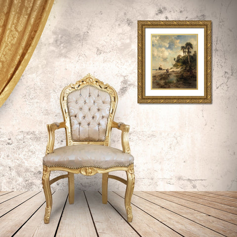 Fort George Island Florida Gold Ornate Wood Framed Art Print with Double Matting by Moran, Thomas