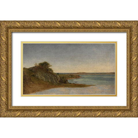 View near Newport Gold Ornate Wood Framed Art Print with Double Matting by Kensett, John Frederick