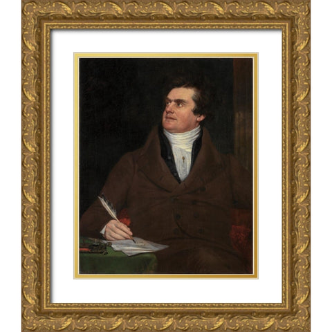 Colonel William Leete Stone Gold Ornate Wood Framed Art Print with Double Matting by Page, William