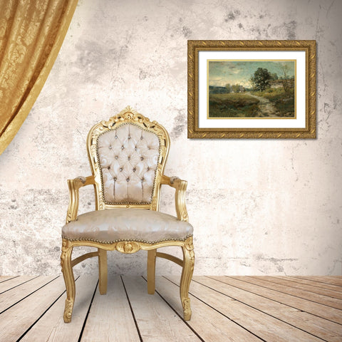 Arkville Landscape Gold Ornate Wood Framed Art Print with Double Matting by Wyant, Alexander H.