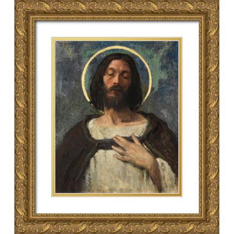 In the Woods Gold Ornate Wood Framed Art Print with Double Matting by Inness, George