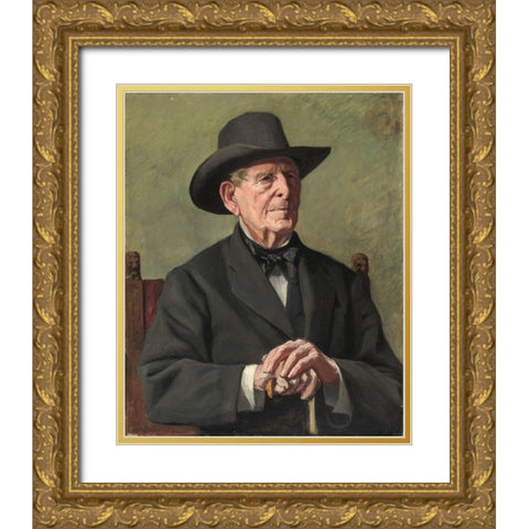 Portrait of an Old Sea Captain Gold Ornate Wood Framed Art Print with Double Matting by Isham, Samuel