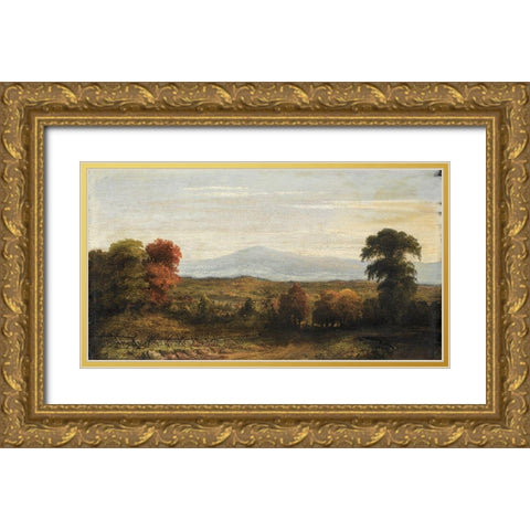 Landscape Gold Ornate Wood Framed Art Print with Double Matting by Cropsey, Jasper F. Imitator of