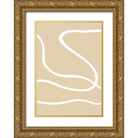 Beige Lines 01 Gold Ornate Wood Framed Art Print with Double Matting by Uppsala Studio
